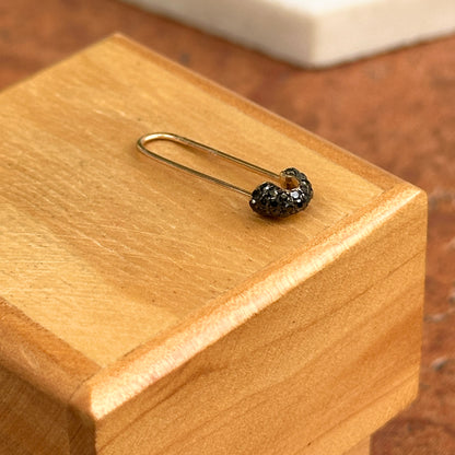 14KT Yellow Gold Black Diamond Safety Pin Pendant Hanger Connecter