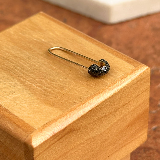 14KT Yellow Gold Black Diamond Safety Pin Pendant Hanger Connecter