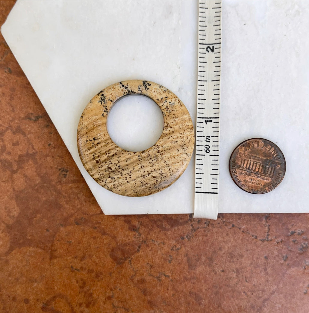 Estate Picture Jasper Round Earring Charms