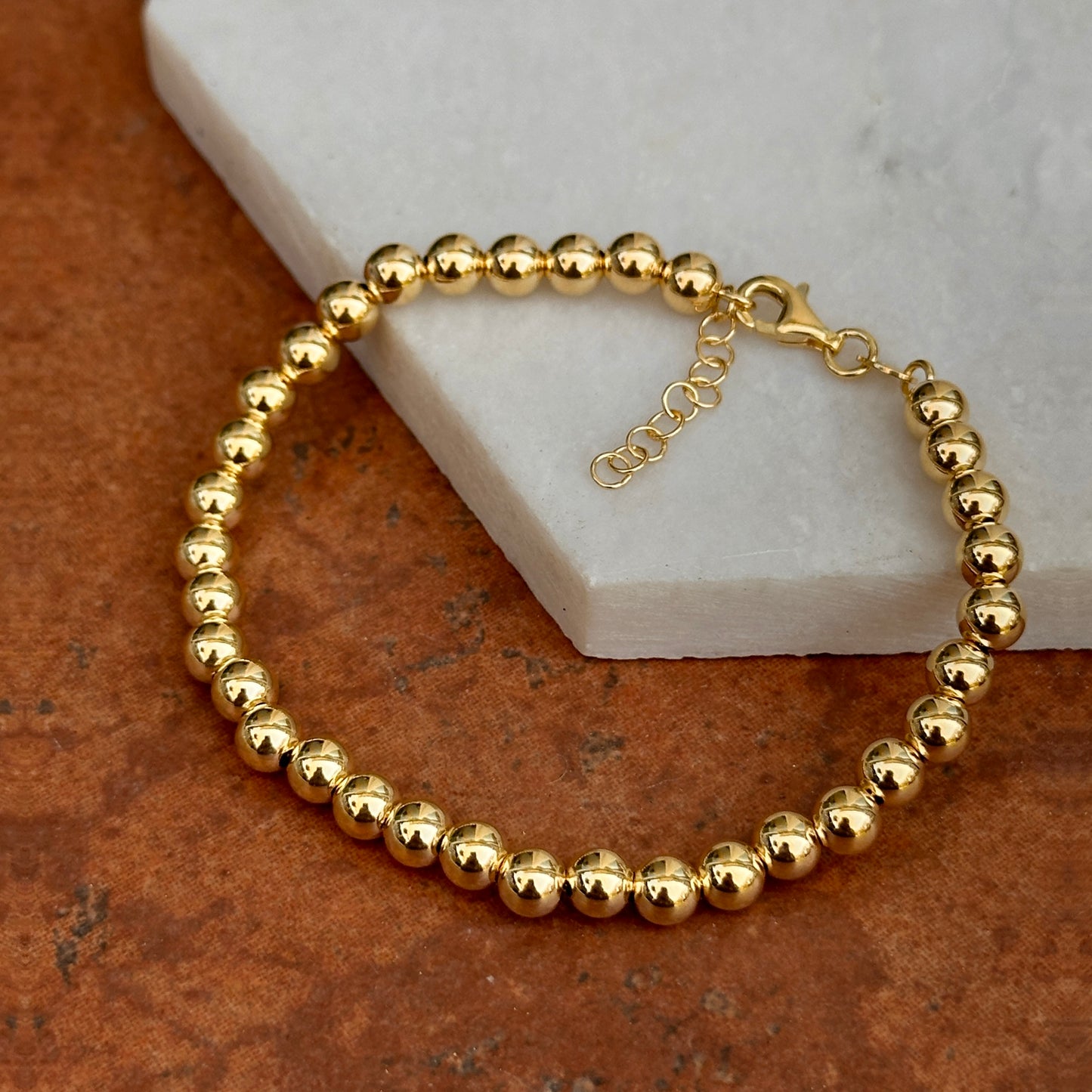 14KT Yellow Gold 5mm Ball Bead Chain Bracelet
