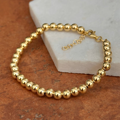 14KT Yellow Gold 5mm Ball Bead Chain Bracelet