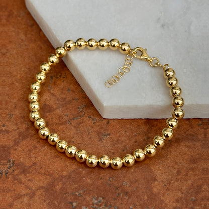 14KT Yellow Gold 5mm Ball Bead Chain Bracelet
