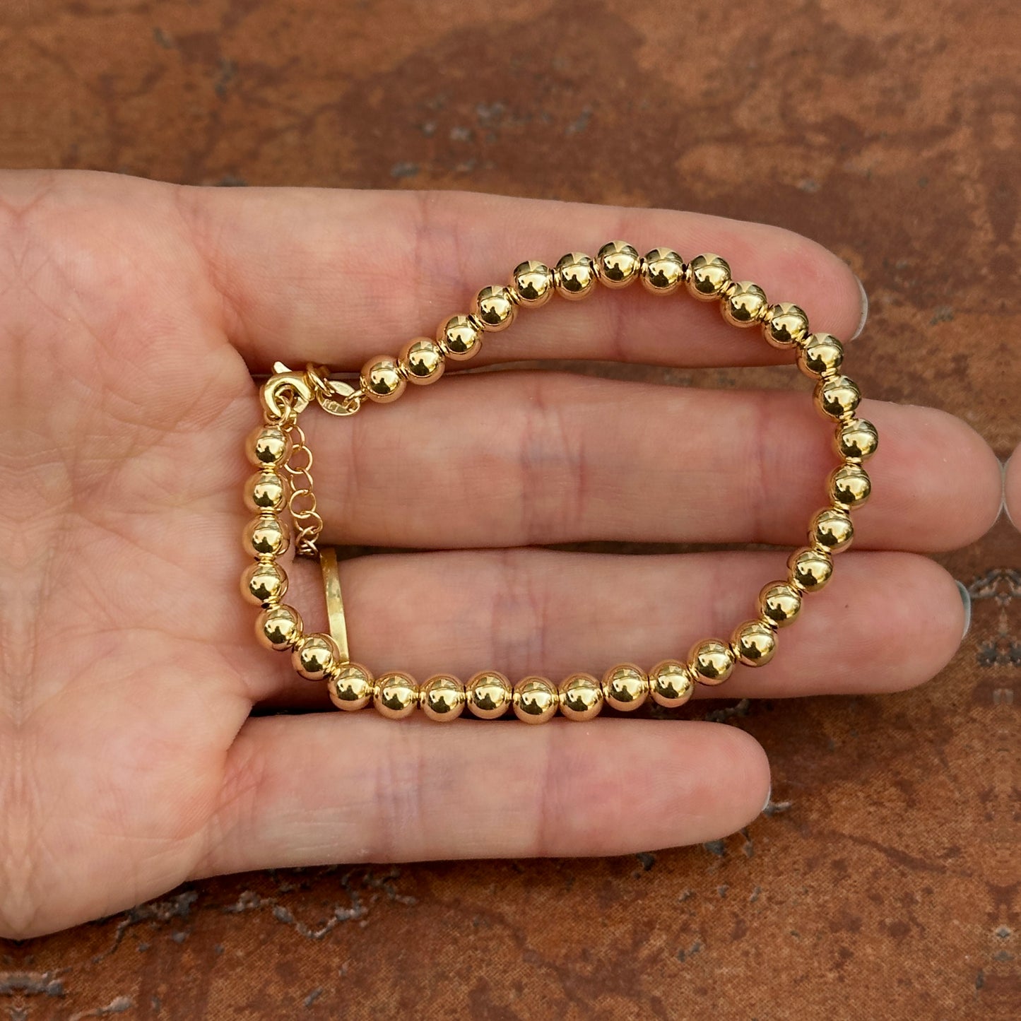 14KT Yellow Gold 5mm Ball Bead Chain Bracelet