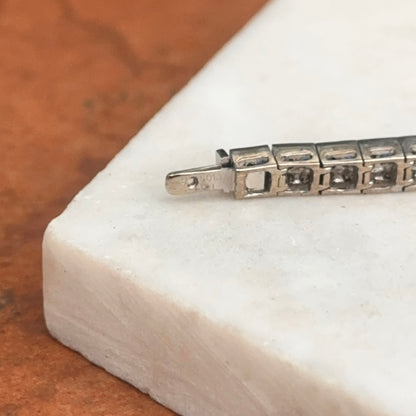 Estate Platinum Blue Sapphire + Diamond Art Deco Tennis Bracelet