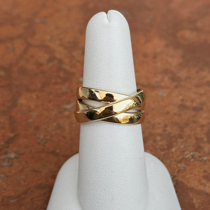 14KT Yellow Gold Criss-Cross Wide Band Ring