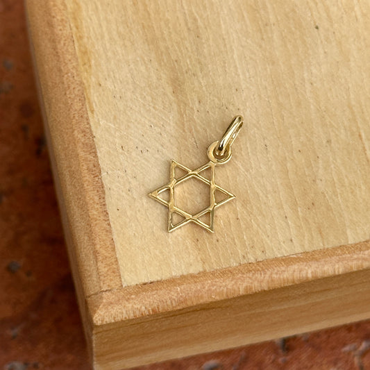 14KT Yellow Gold Flat Star of David Pendant Charm 10mm