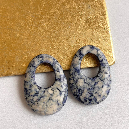 Blue + White Agate Oval Earring Charms