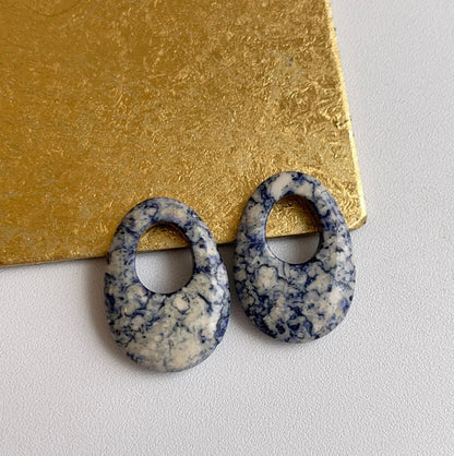 Blue + White Agate Oval Earring Charms