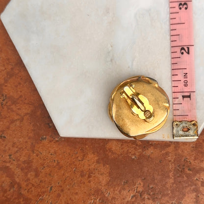 Estate DKNY Gold-Tone Replica Cherub Coin Omega Back Earrings