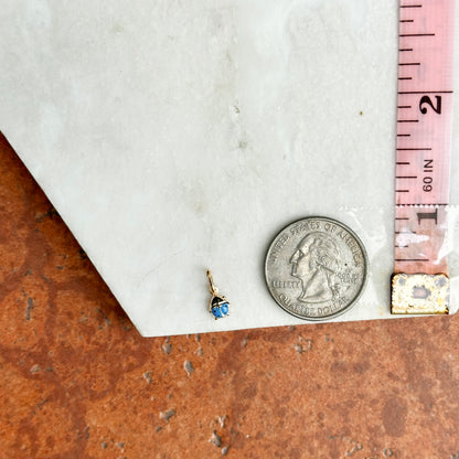 14KT Yellow Gold Dark Blue Enamel Ladybug Pendant Charm 5mm