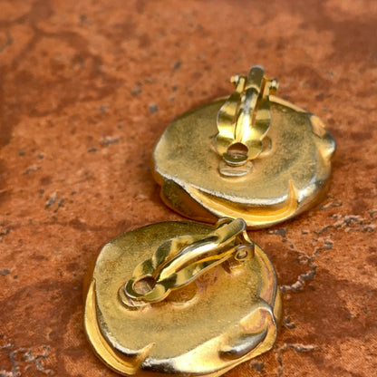 Estate DKNY Gold-Tone Replica Cherub Coin Omega Back Earrings