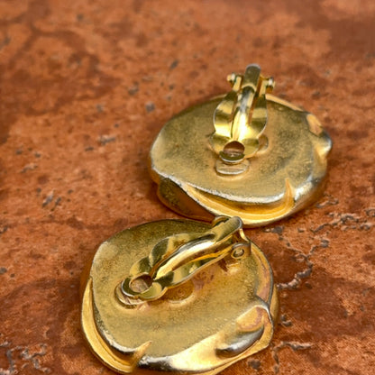 Estate DKNY Gold-Tone Replica Cherub Coin Omega Back Earrings