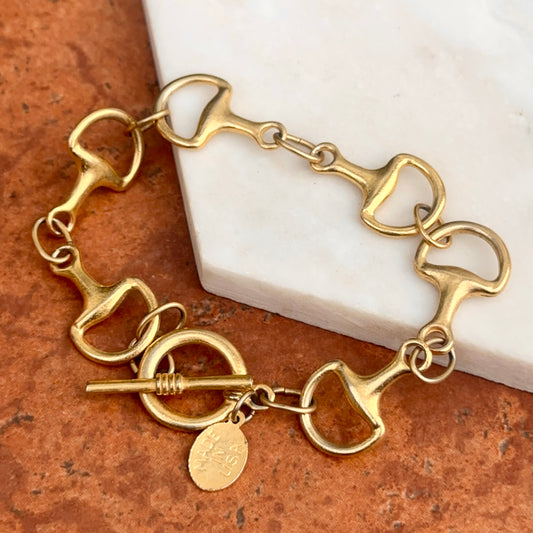 Estate Gold-Plated Matte Horse Bit Links Bracaelet