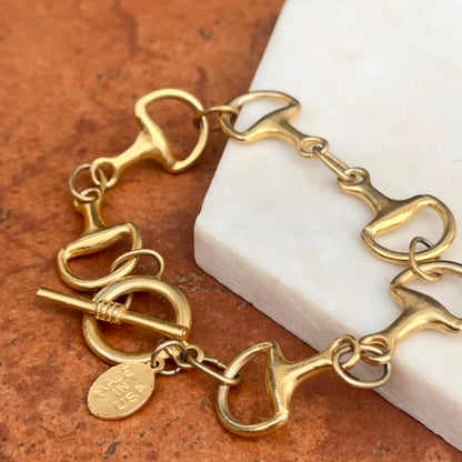 Estate Gold-Plated Matte Horse Bit Links Bracaelet