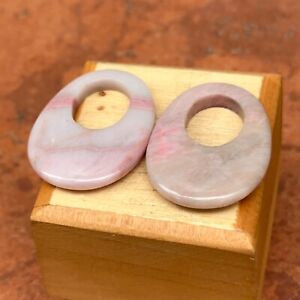 Pink Rhodonite Oval Gemstone Earring Charms