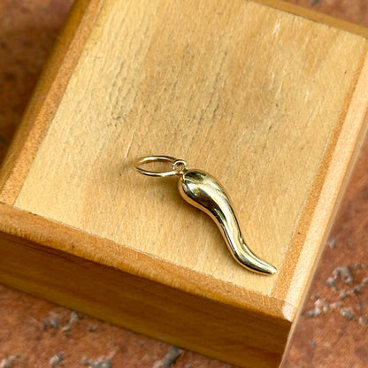 14KT Yellow Gold Diamond Solid Horn Pendant 18.5mm