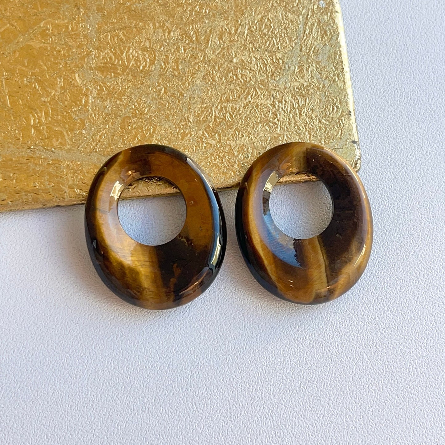 Estate Tigereye Oval Earring Charms