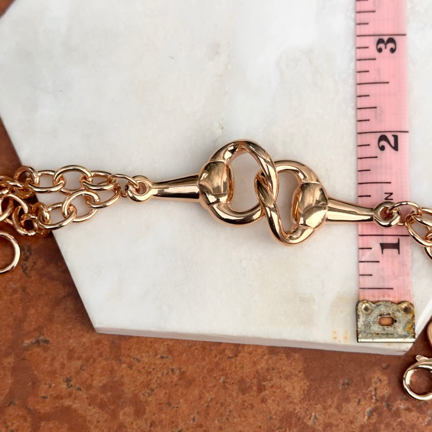 Estate Rose Gold-Plated Horse Bit Double Strand Bracelet