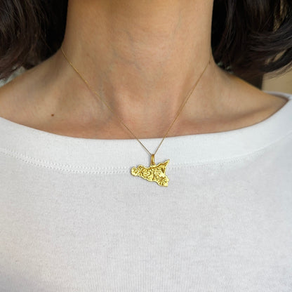 14KT Yellow Gold Matte Sicily Pendant Medal