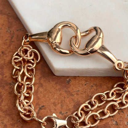 Estate Rose Gold-Plated Horse Bit Double Strand Bracelet