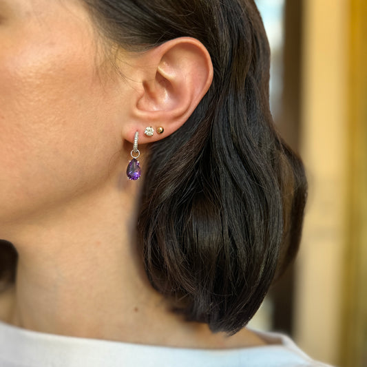 14KT White Gold Pear Amethyst Earring Charms - LSJ