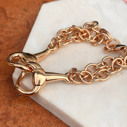 Estate Rose Gold-Plated Horse Bit Double Strand Bracelet