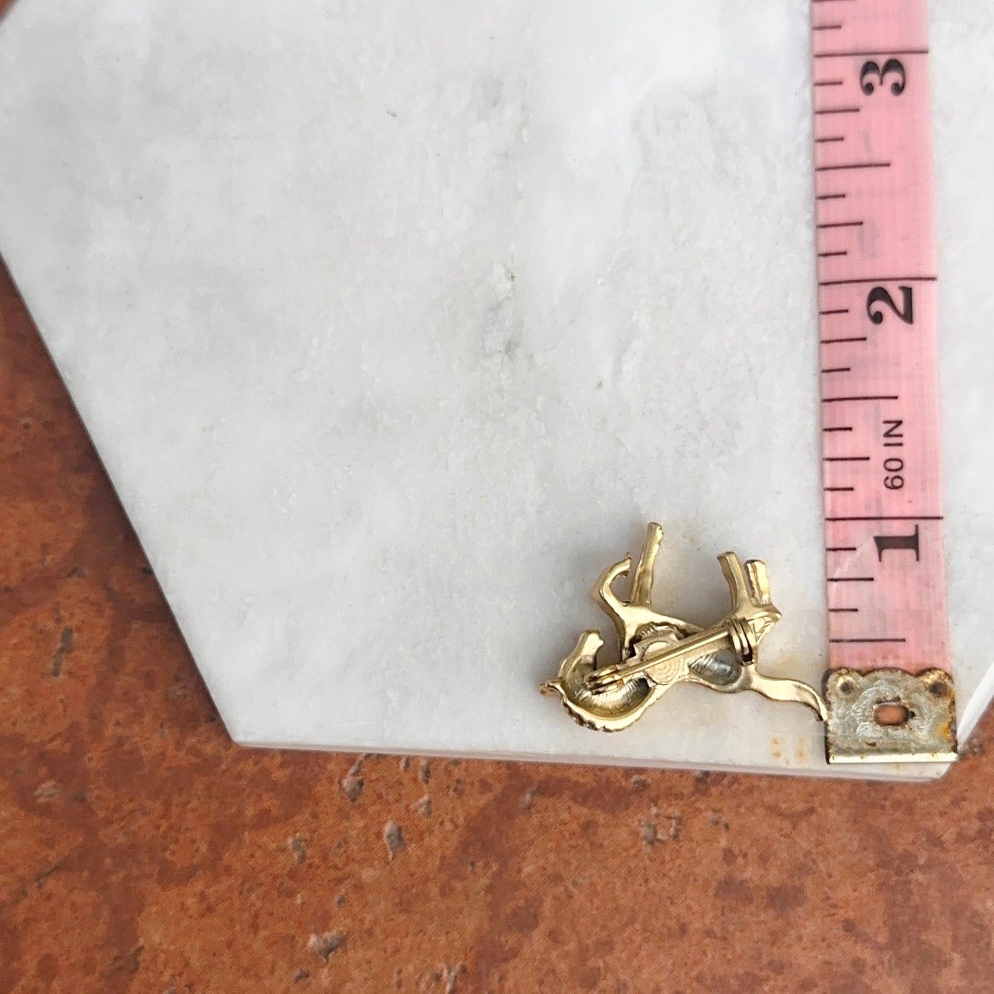 Estate Gold-Tone 3D Horse Pin Brooch