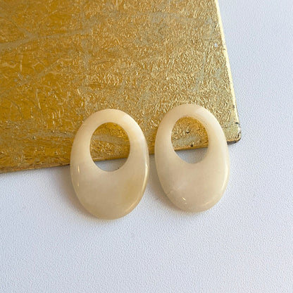 Estate Cream Quartz or Onyx Oval Earring Charms