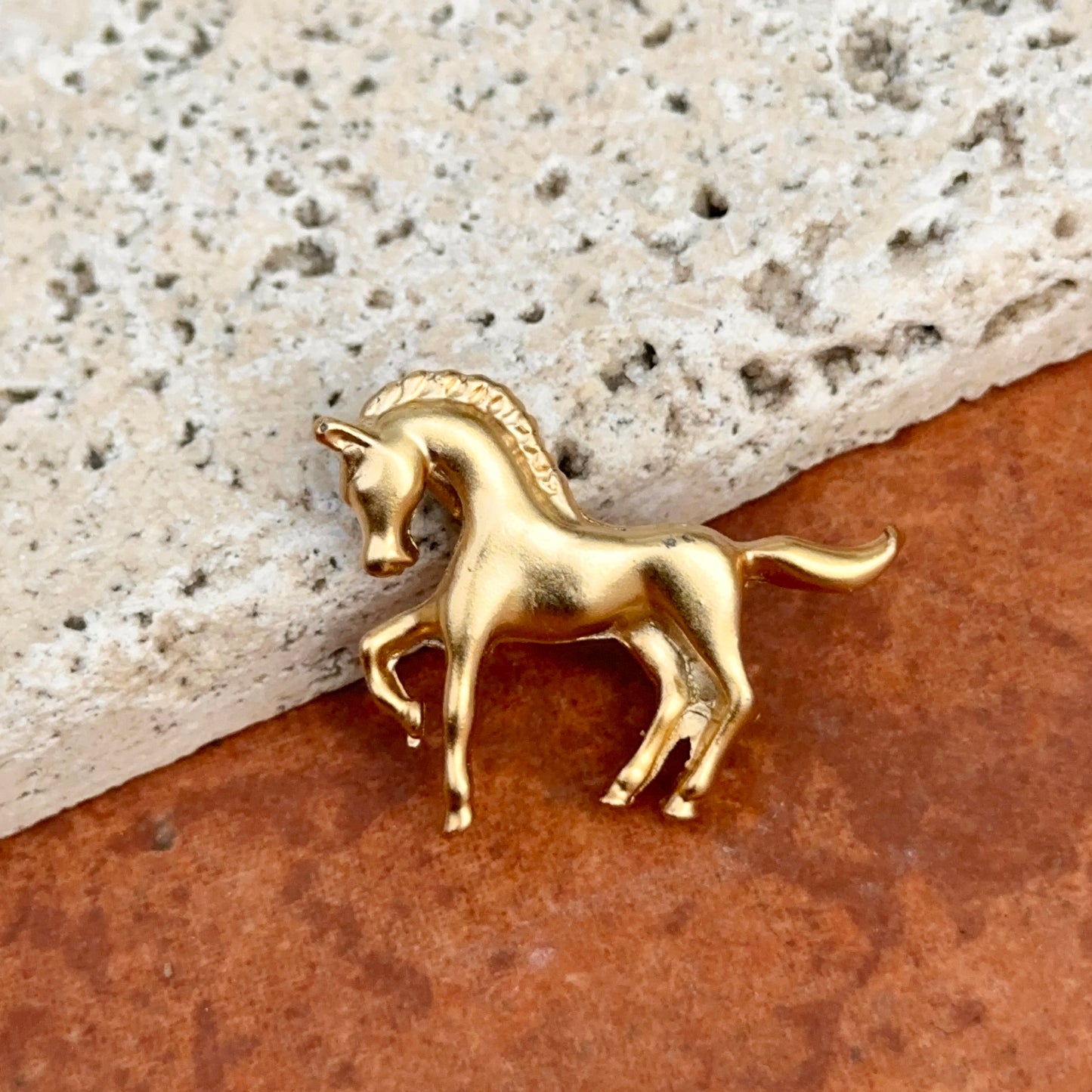 Estate Gold-Tone 3D Horse Pin Brooch