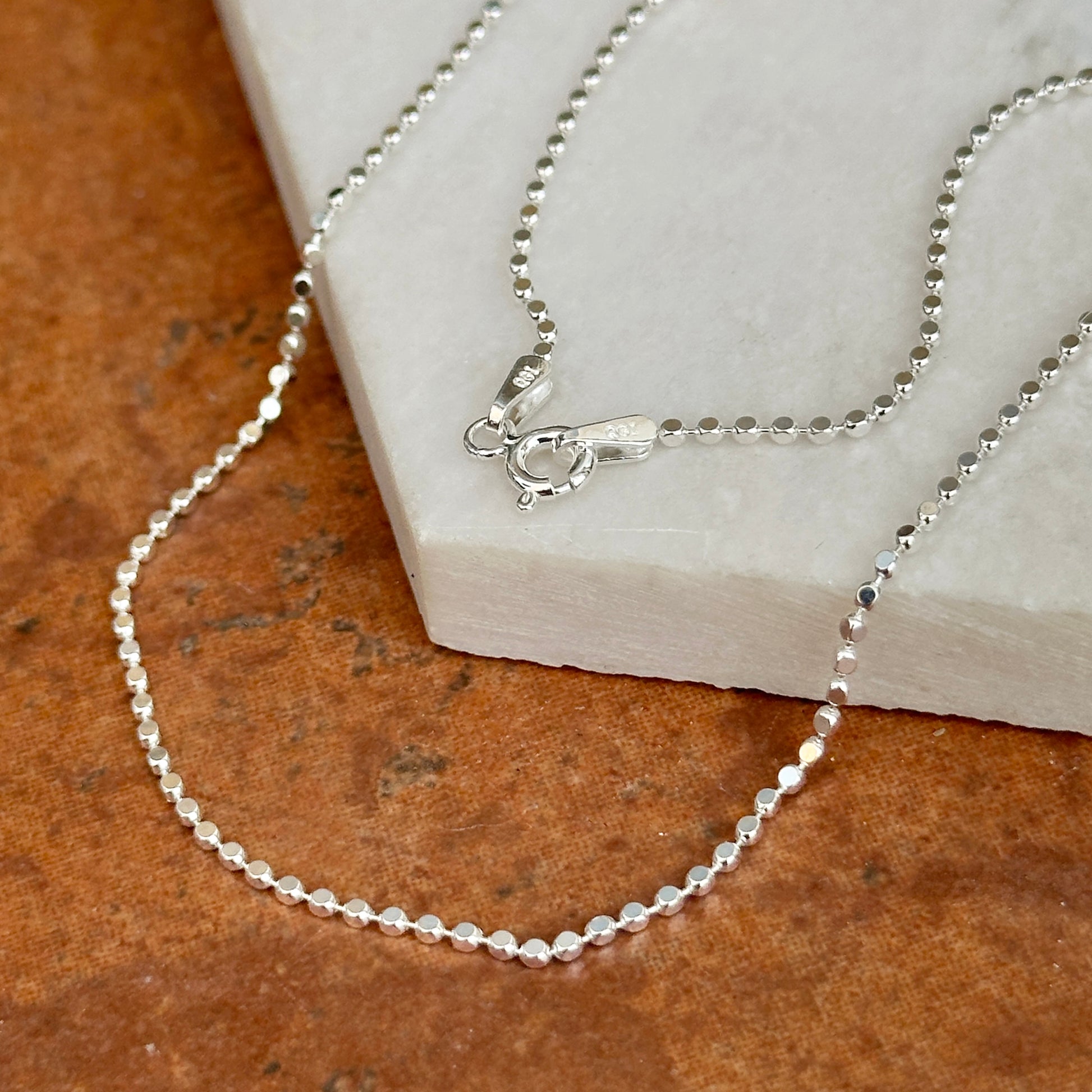 Sterling Silver Cube Bead Chain Necklace – LSJ - Main Image