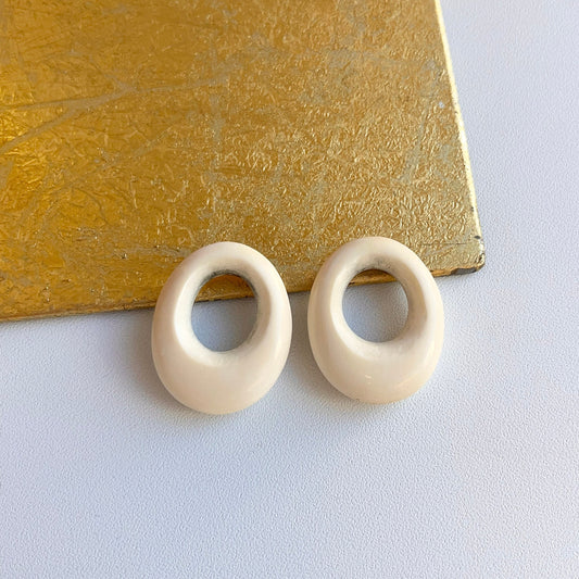 Estate Cream Oval Gemstone Earring Charms