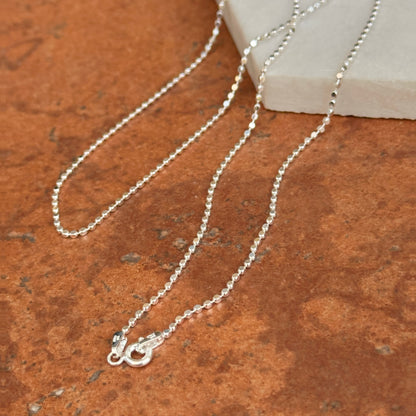 Sterling Silver 1.15mm Cube Bead Chain Necklace