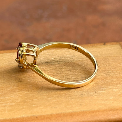 Estate 18KT Yellow Gold Marquise Ruby + Diamond Ring