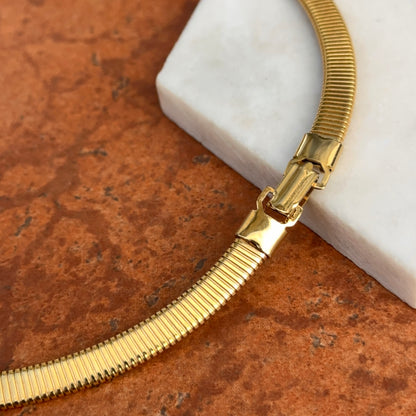 Estate Gold-Tone Black Onyx Intaglio Pendant Herringbone Necklace
