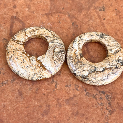 Estate Picture Jasper Round Earring Charms