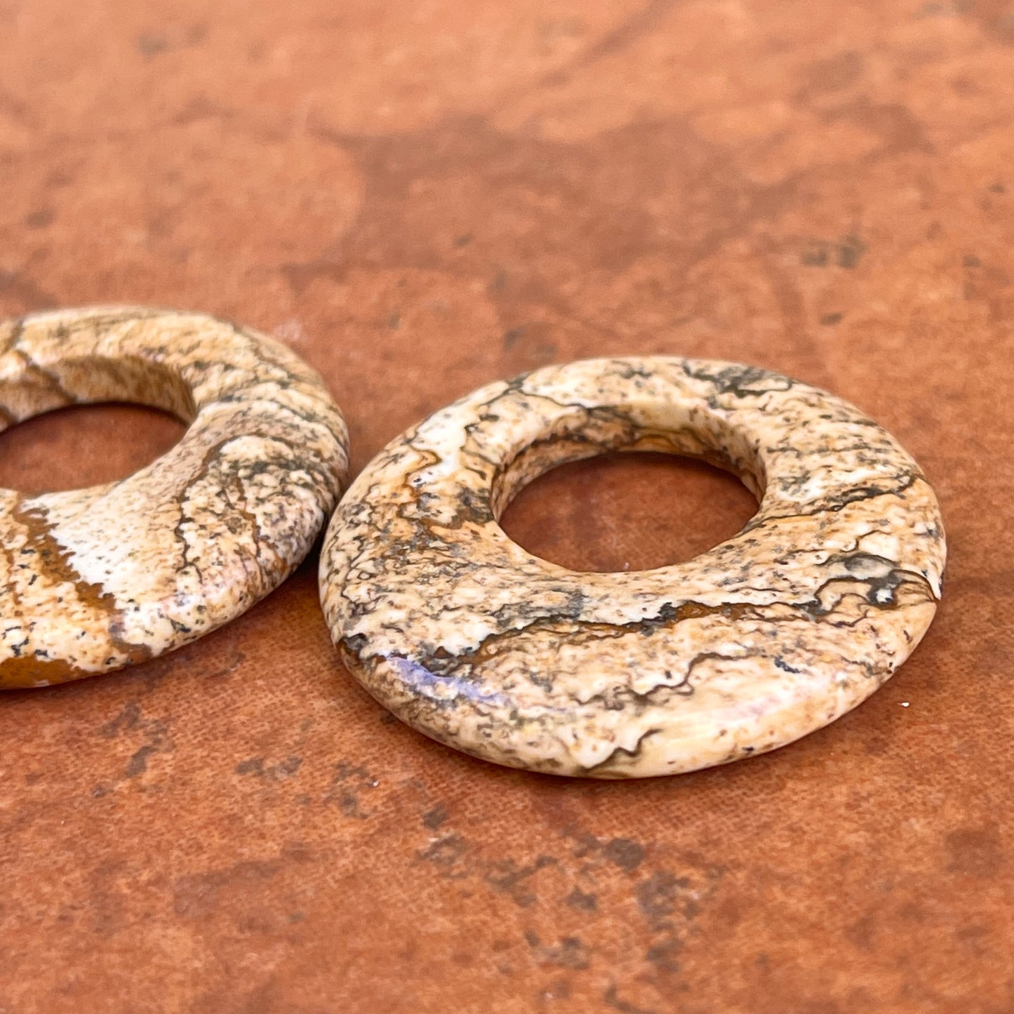 Estate Picture Jasper Round Earring Charms