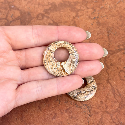 Estate Picture Jasper Round Earring Charms