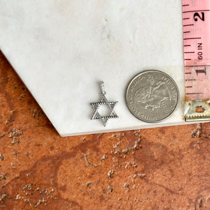 14KT White Gold Pave Diamond Star of David Pendant Charm