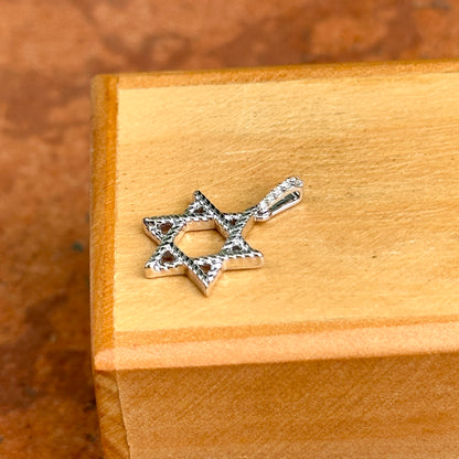 14KT White Gold Pave Diamond Star of David Pendant Charm