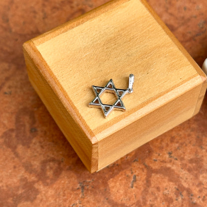 14KT White Gold Pave Diamond Star of David Pendant Charm