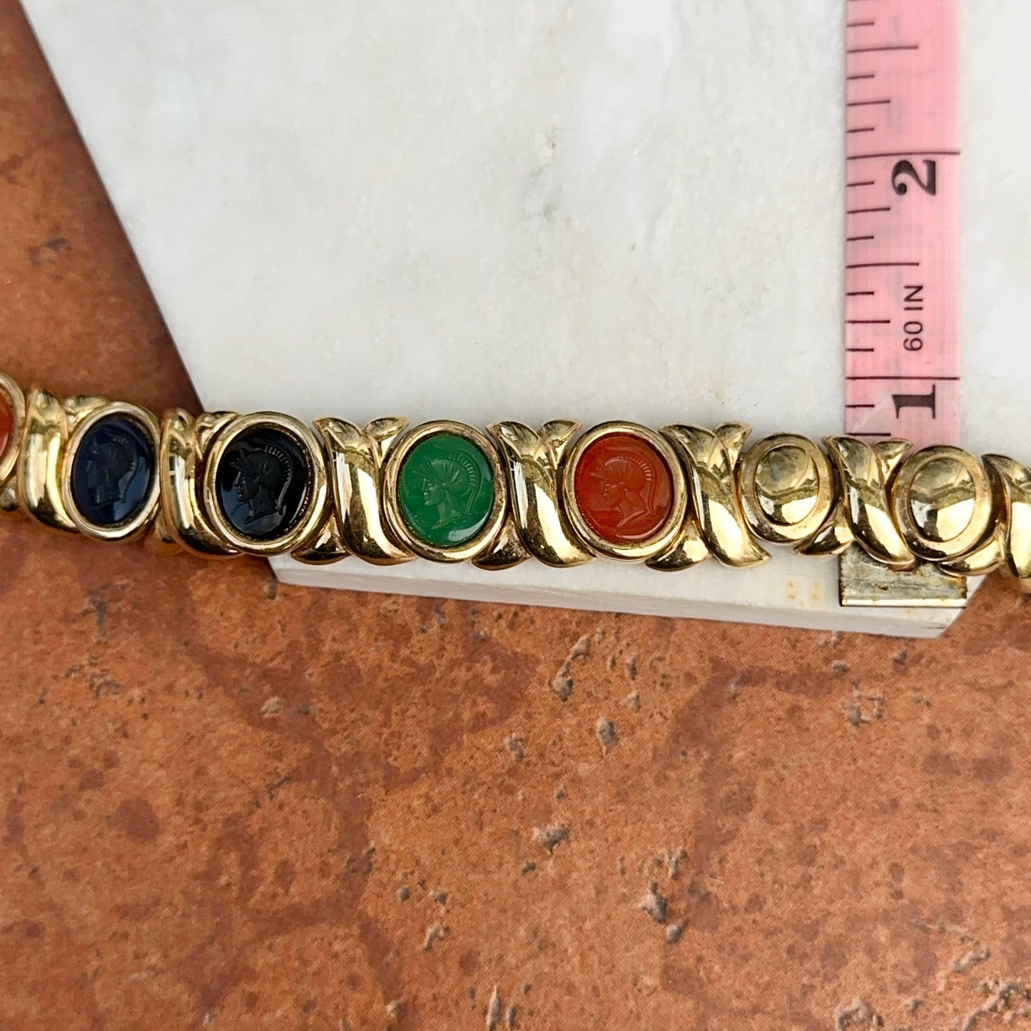 Estate Gold-Tone Replica Intaglio XOXO Chain Collar Necklace