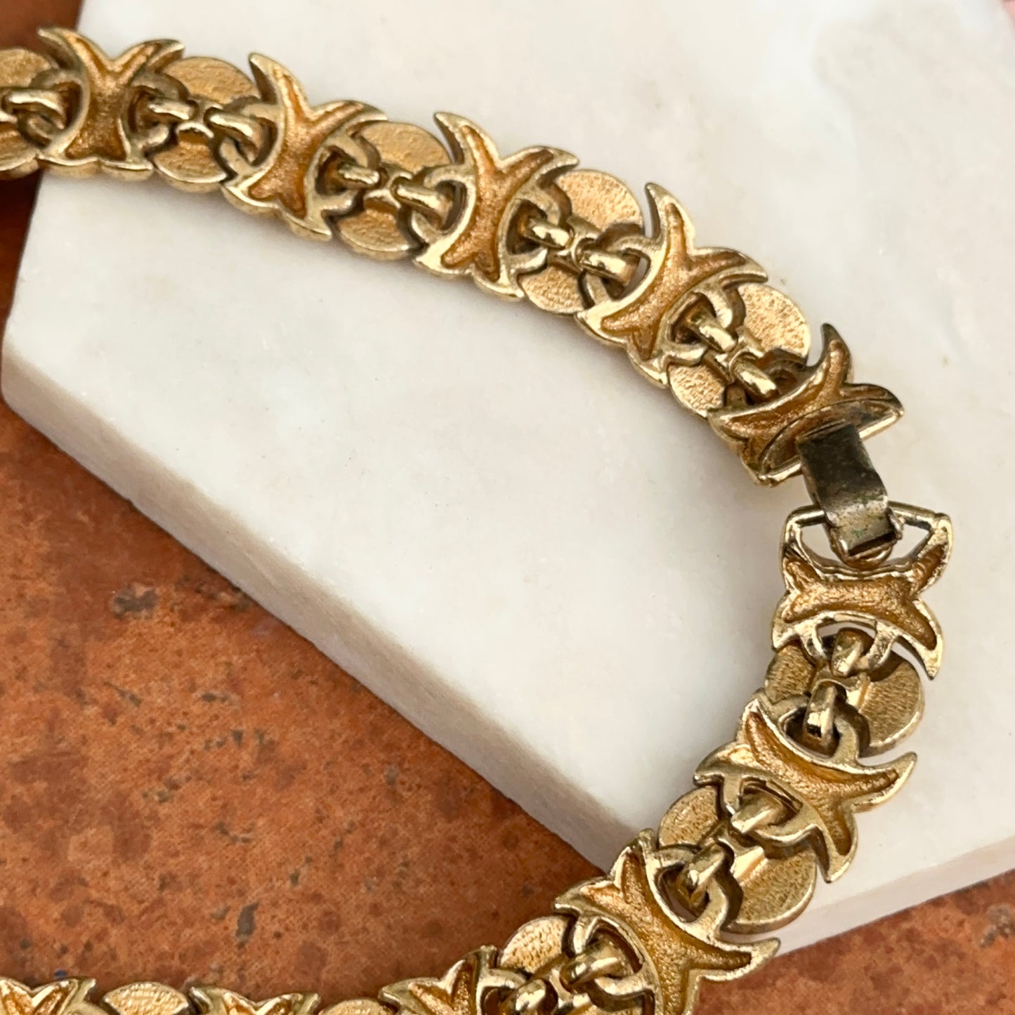 Estate Gold-Tone Replica Intaglio XOXO Chain Collar Necklace