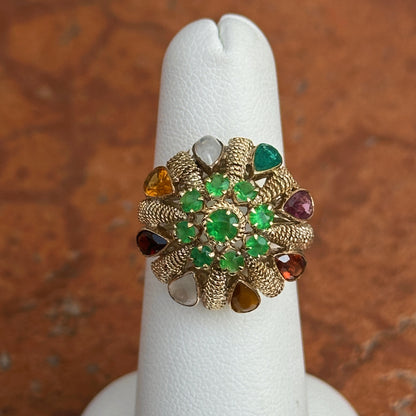 Estate 14KT Yellow Gold Emerald Gemstone Ballerina Ring