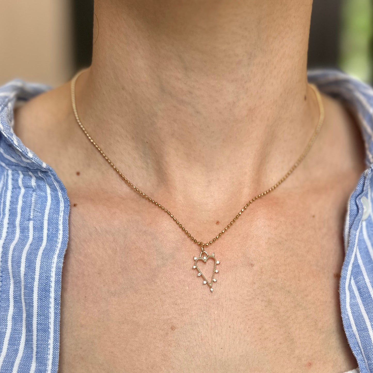 14KT Yellow Gold Diamond Elongated Heart Pendant