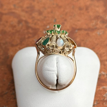 Estate 14KT Yellow Gold Emerald Gemstone Ballerina Ring