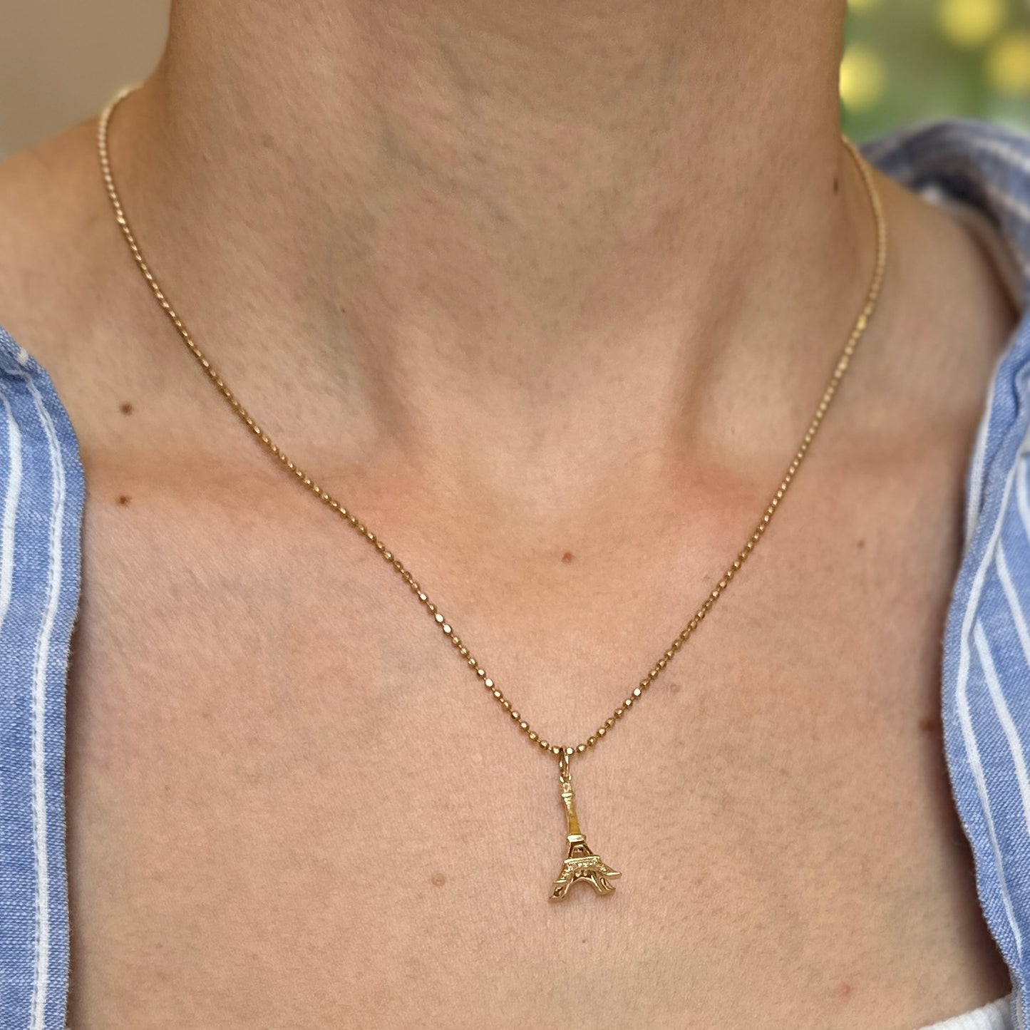 Estate 14KT Yellow Gold Pave Diamond Eiffel Tower Pendant