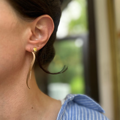 Estate Sterling Silver Rose Gold Plated Matte Wire Drop Earrings