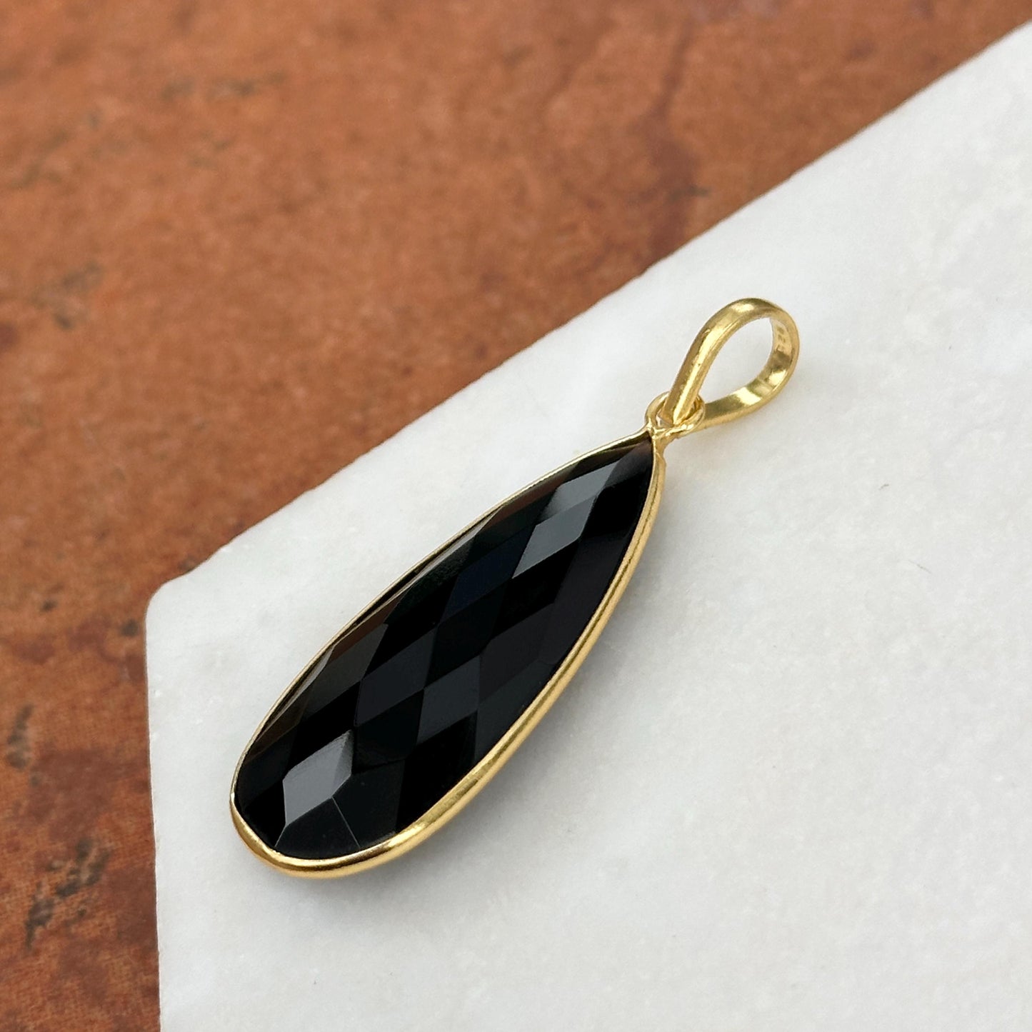 Gold-Plated Sterling Silver Teardrop Black Onyx Pendant