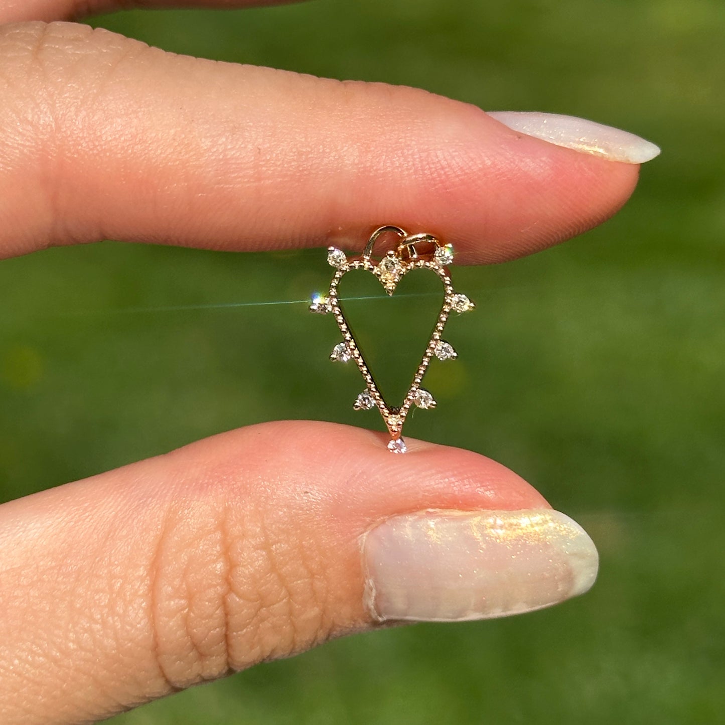 14KT Yellow Gold Diamond Elongated Heart Pendant