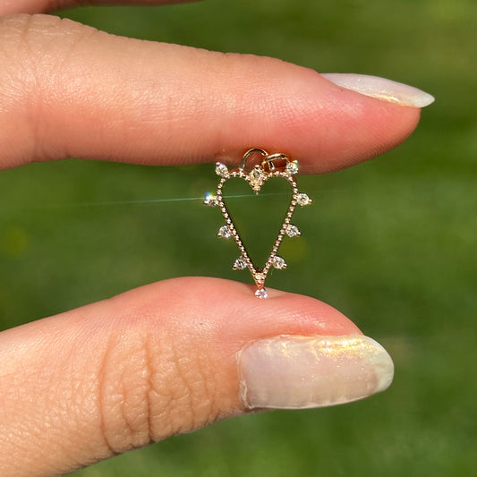 14KT Yellow Gold Diamond Elongated Heart Pendant